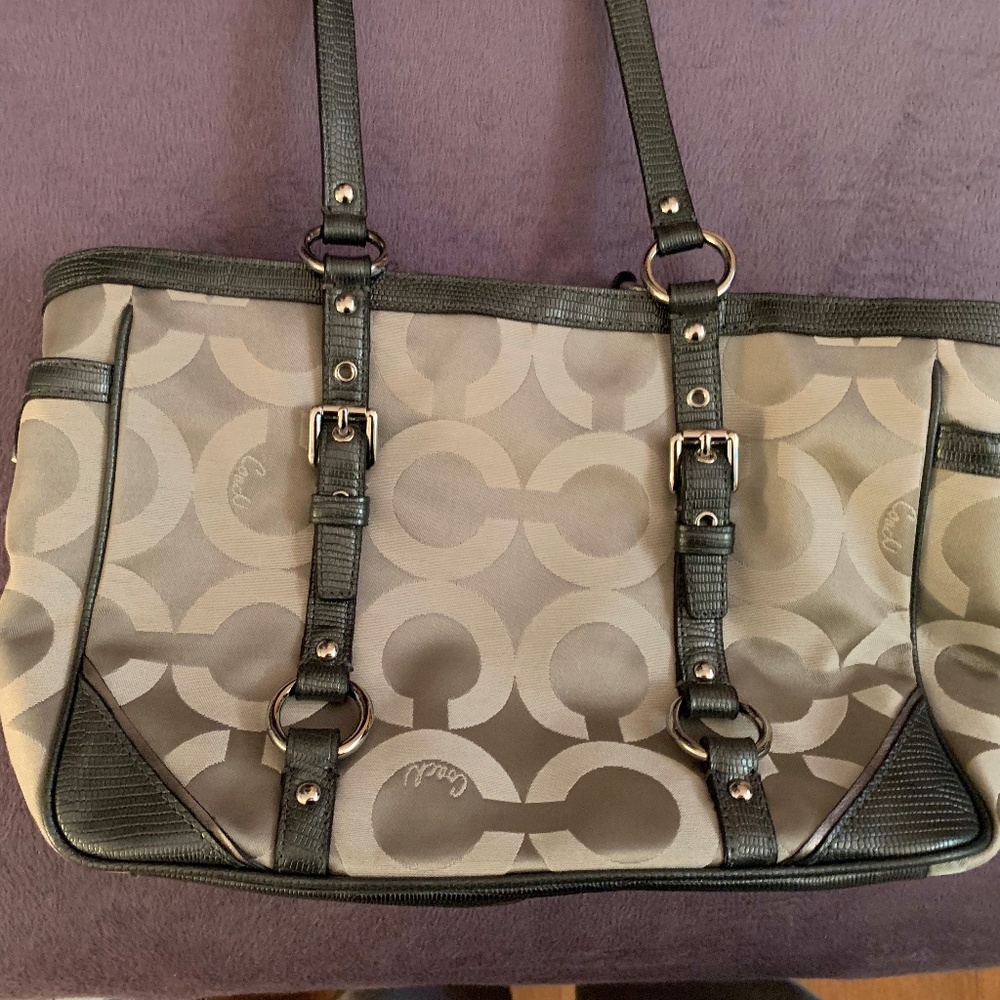 Coach Fabric Tote with Turnlock Side Pockets